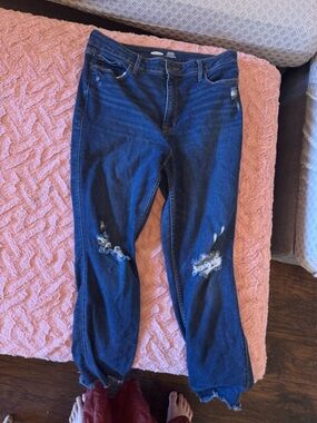 Old Navy Women's Blue Distressed Skinny Jeans